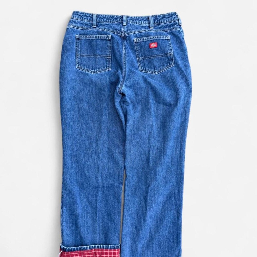 Dickies Relaxed Fit Plaid Lined Vintage Jeans Blue Denim W32 L29 FD117SVB